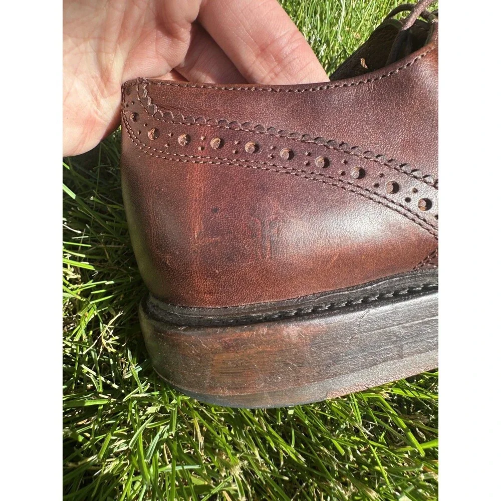 Frye Dress Shoes Mens 11D James Wingtip Brogue Gunnboat Oxford Brown Casual